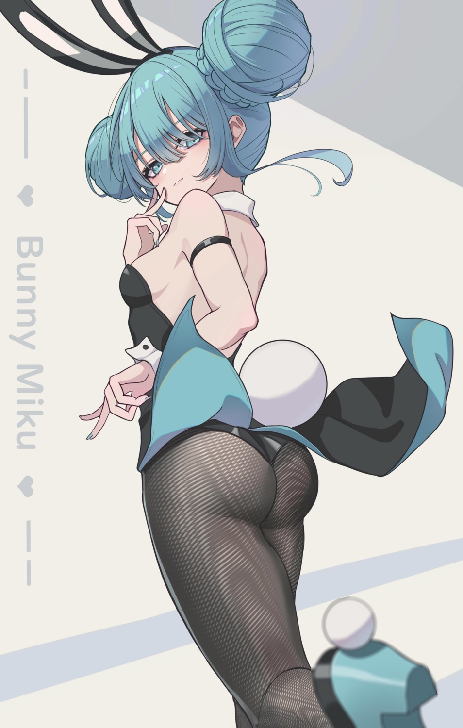 animal_ears ass bicute_bunnies_miku bunny_ears bunny_girl hatsune_miku heels natsugou_shinogi no_bra pantyhose tail vocaloid