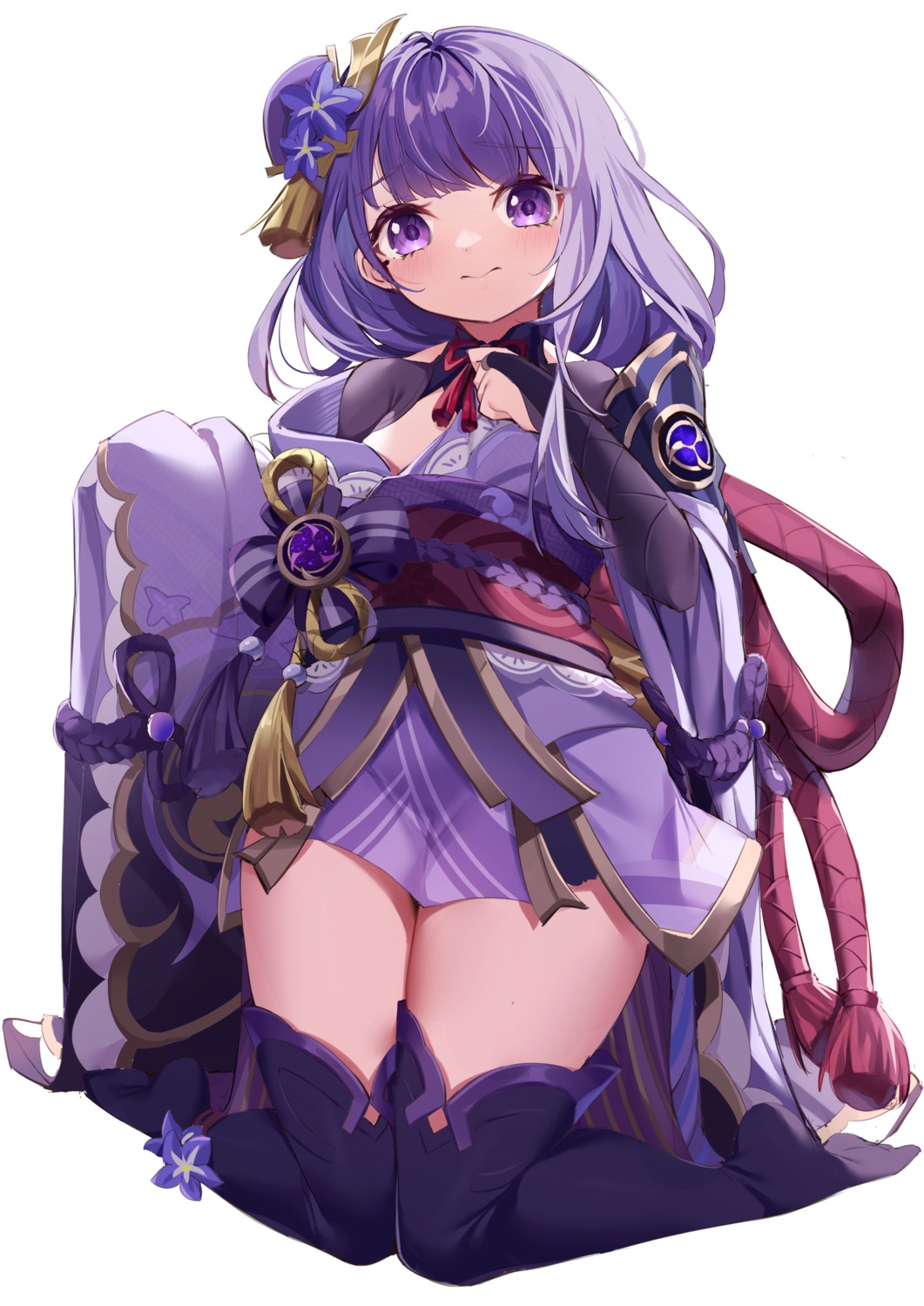 genshin_impact japanese_clothes nahaki raiden_shogun thighhighs