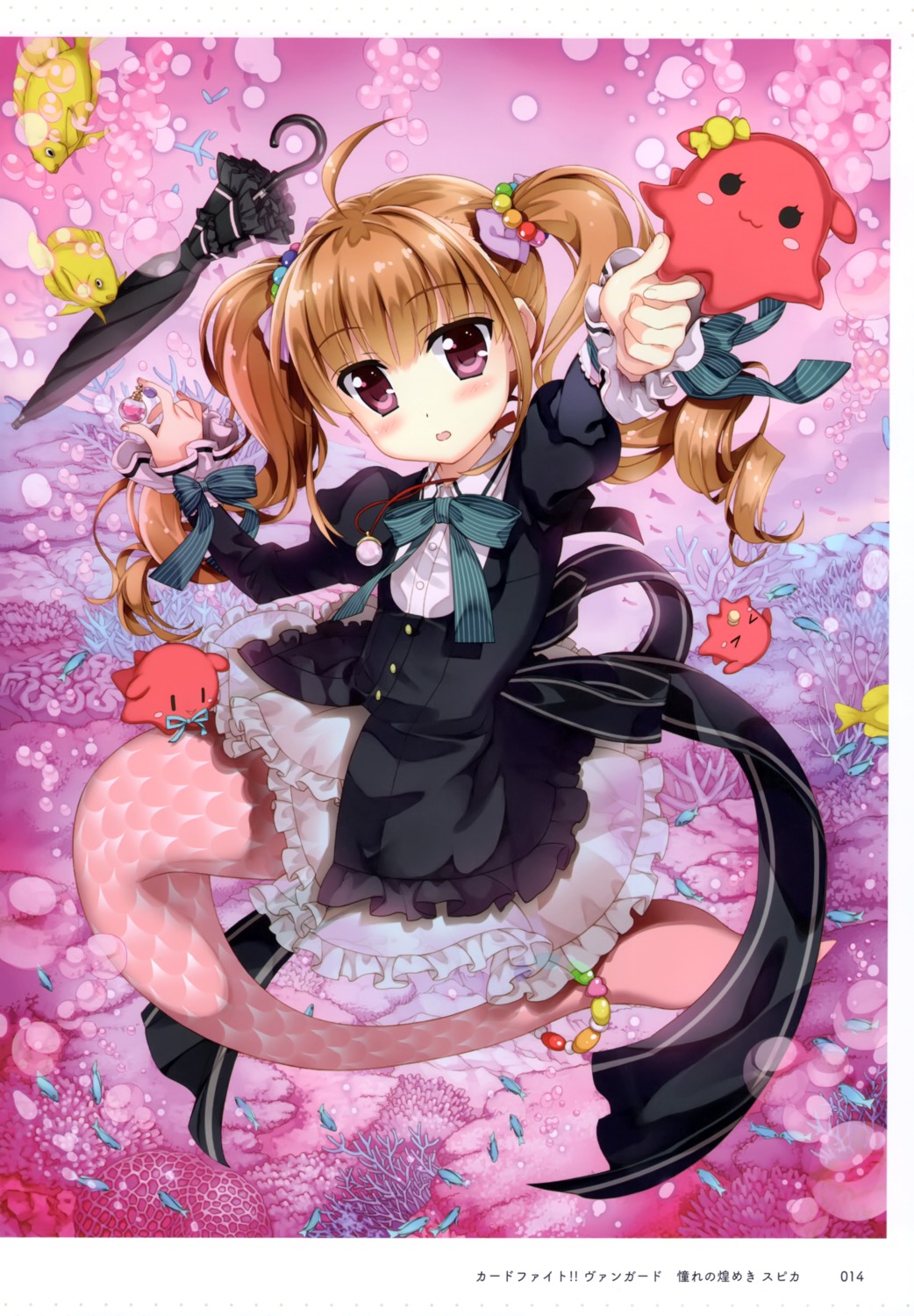 dress fujima_takuya gothic_lolita lolita_fashion mermaid monster_girl tail umbrella