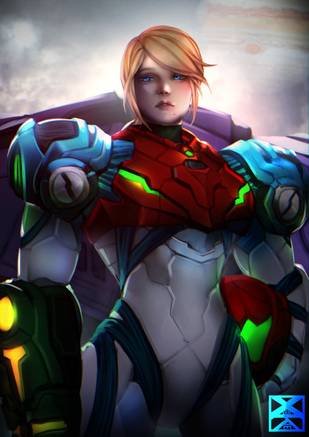 armor bodysuit metroid metroid_dread samus_aran weapon xuuikie_ashe