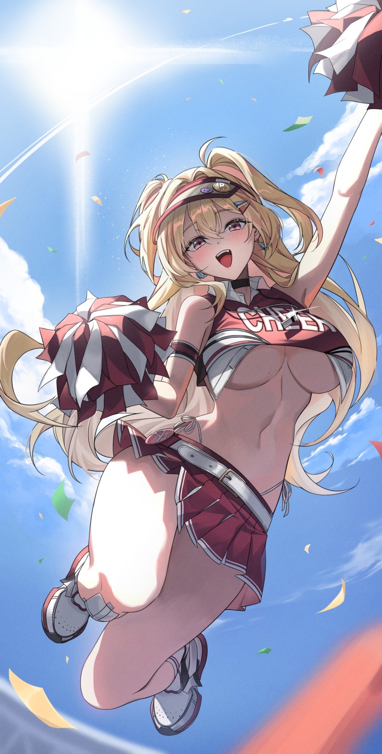 cheerleader clay_(nikke) goddess_of_victory:_nikke no_bra onyu_on skirt_lift