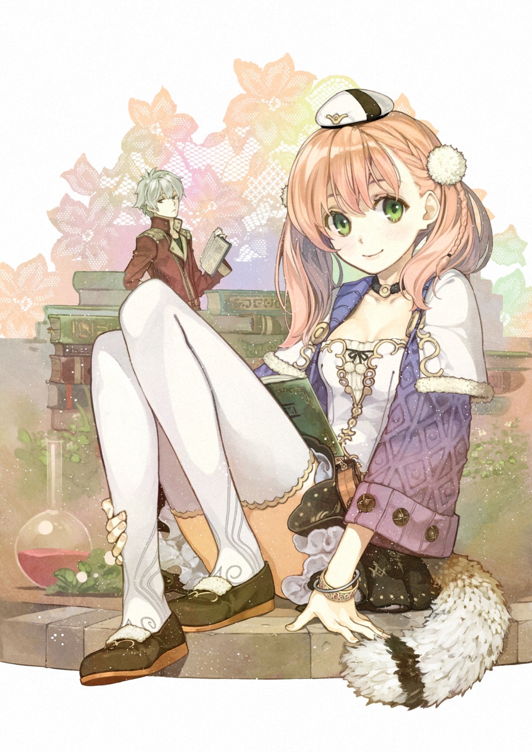 atelier atelier_escha_&_logy escha_malier hidari koei_tecmo logix_ficsario skirt_lift sweater tail thighhighs