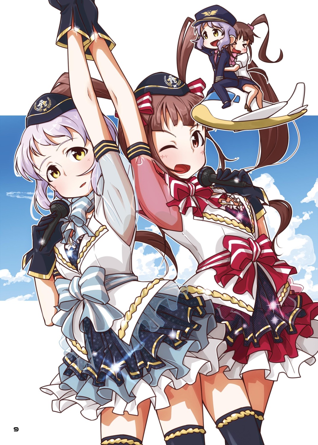 chibi digital_version guriko heels makabe_mizuki matsuda_arisa the_idolm@ster the_idolm@ster_million_live! thighhighs uniform