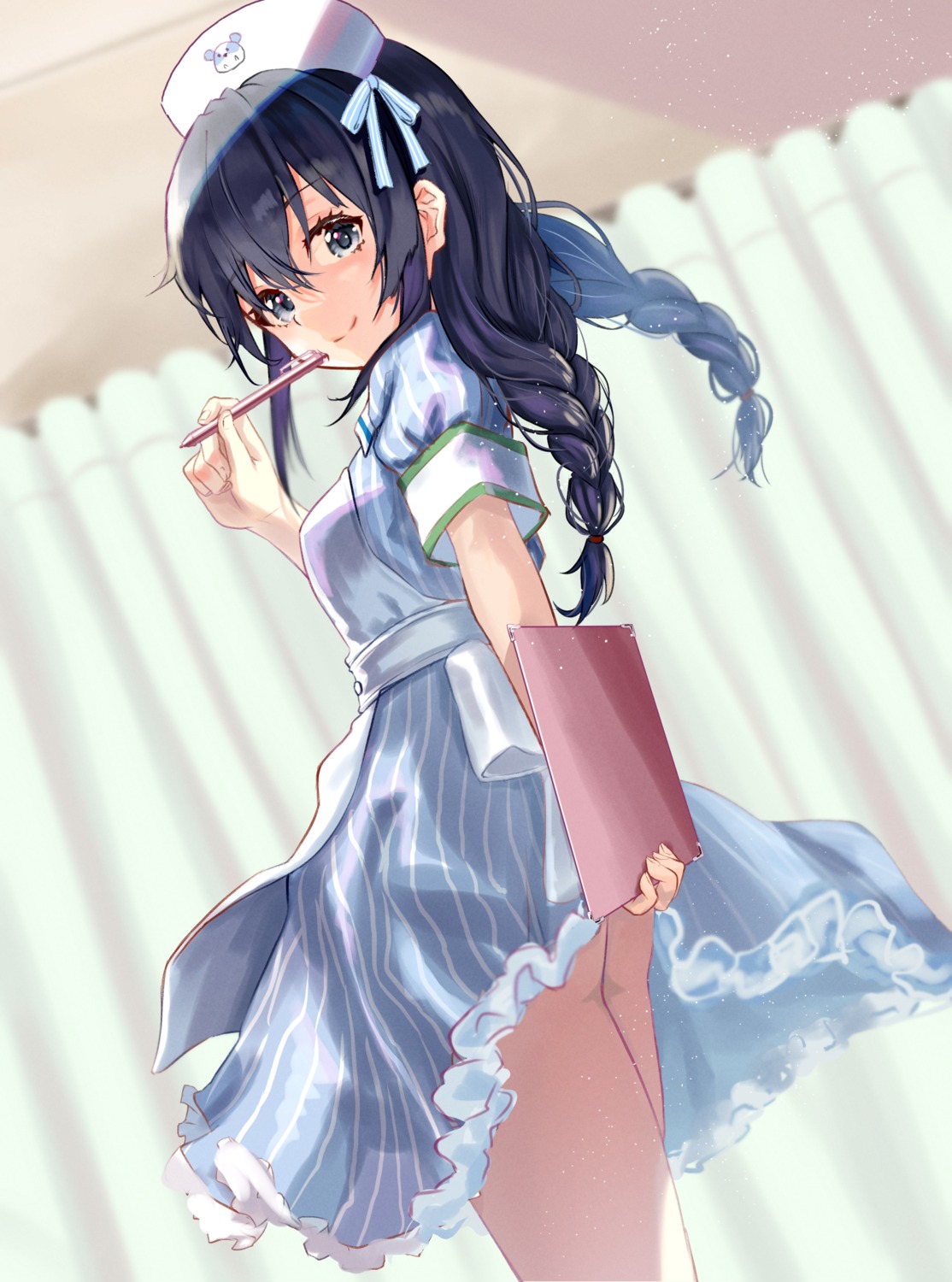 nanashi_(74_nanashi) nopan nurse skirt_lift yahari_ore_no_seishun_lovecome_wa_machigatteiru. yukinoshita_yukino