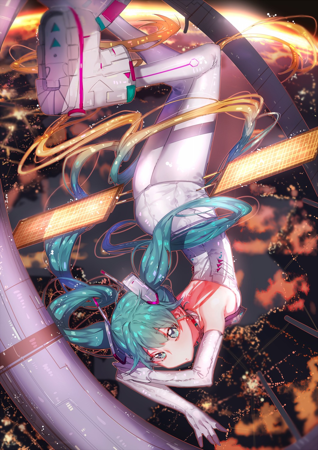 hatsune_miku myo_ne no_bra pantyhose racing_miku vocaloid