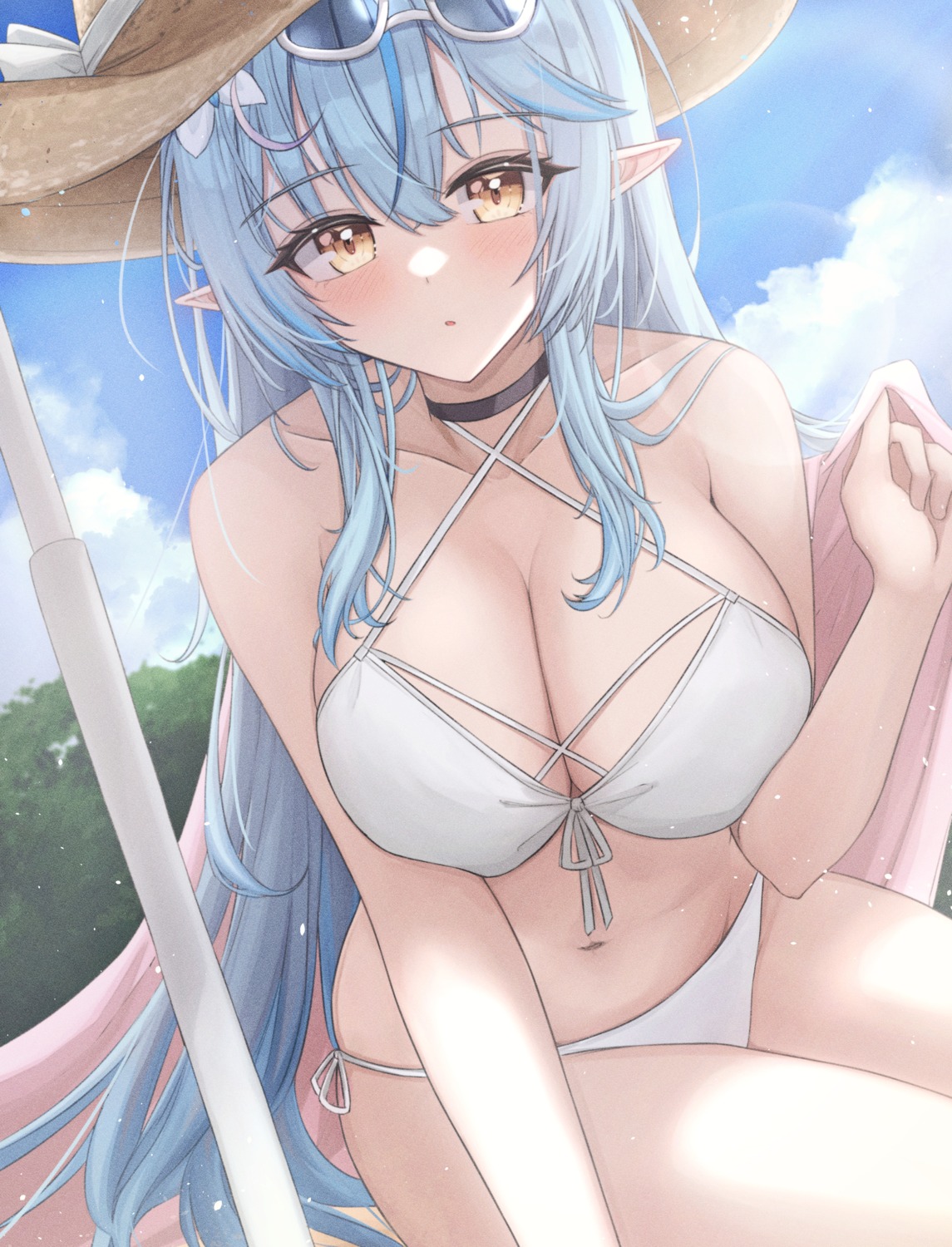 bikini elf hololive megane mofu07519 pointy_ears swimsuits yukihana_lamy