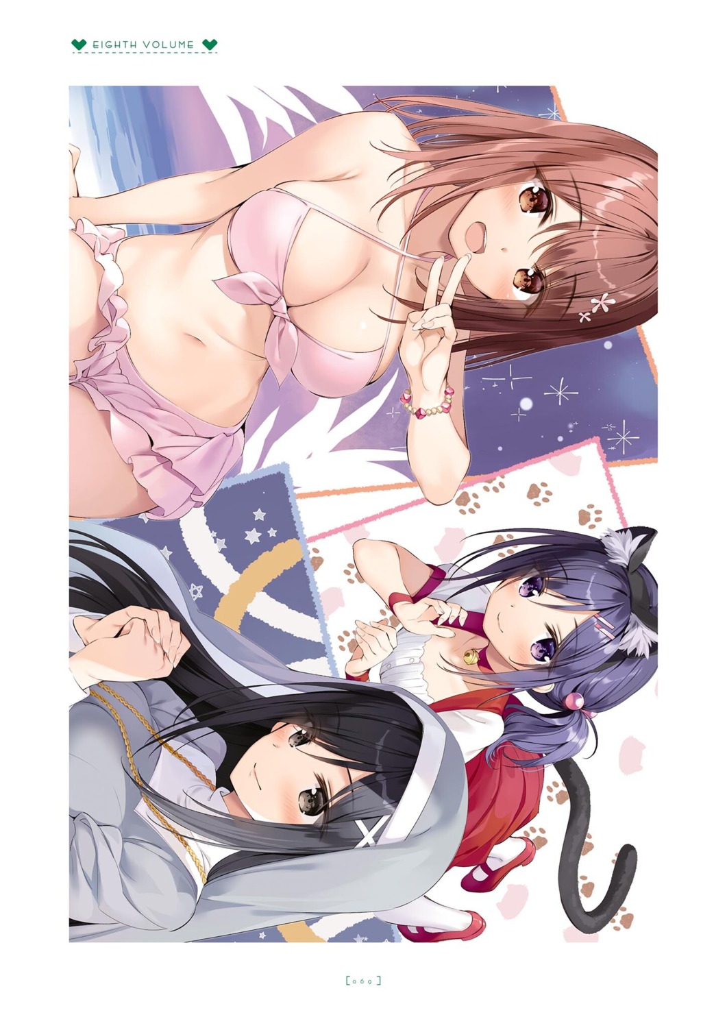 amanashi_nui animal_ears bikini boku_no_kanojo_sensei jinsho_karen nekomimi nun oryou shinju_muku swimsuits tail