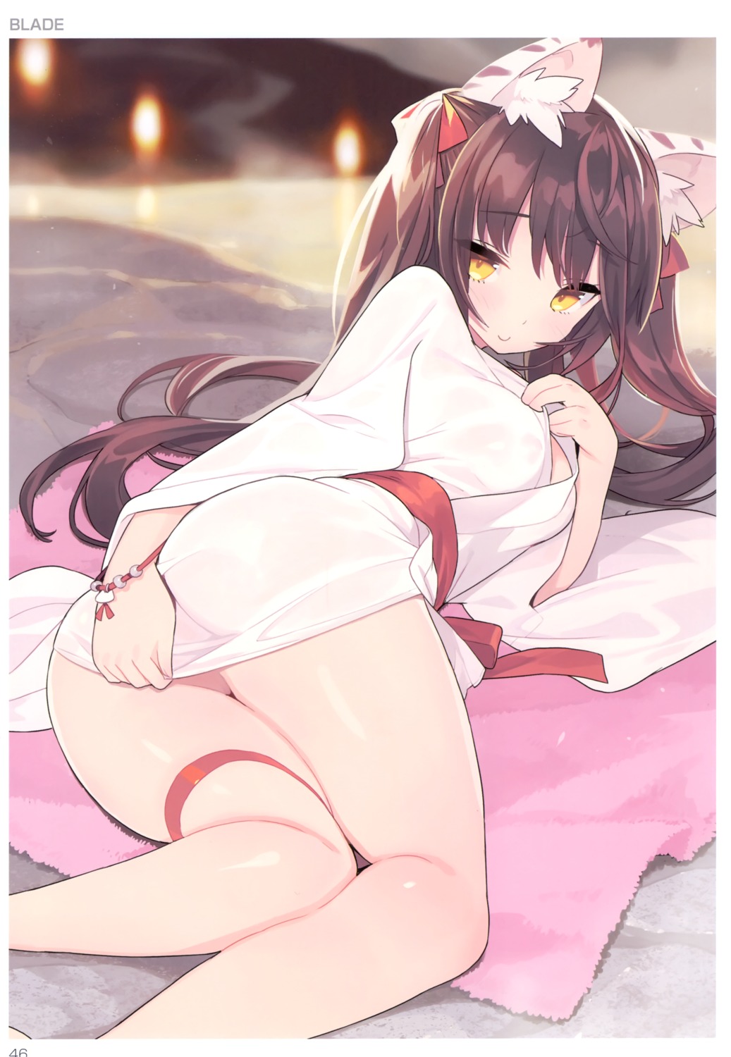 animal_ears blade no_bra nopan onsen toranoana towel yukata