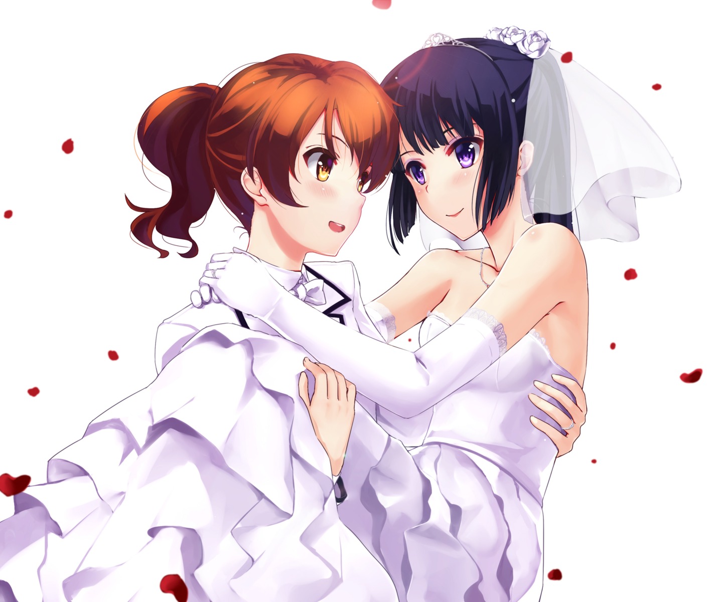 crossdress dress hibike!_euphonium kousaka_reina mizuki_ame oumae_kumiko wedding_dress