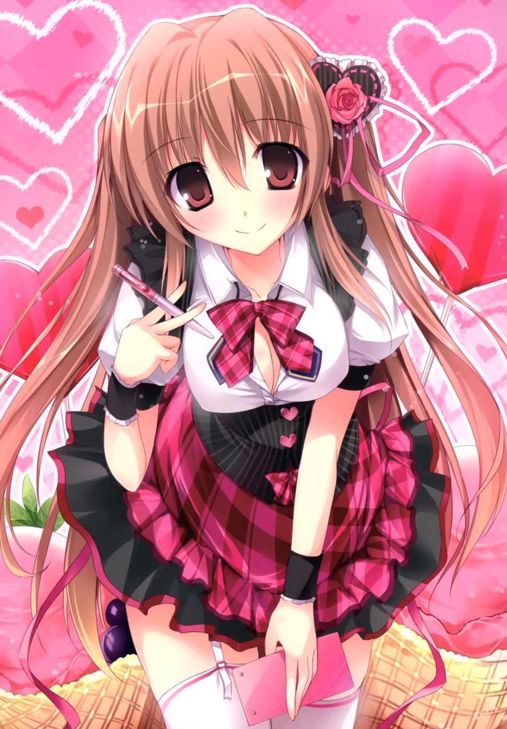 aomi_maika cleavage karory open_shirt stockings thighhighs waitress