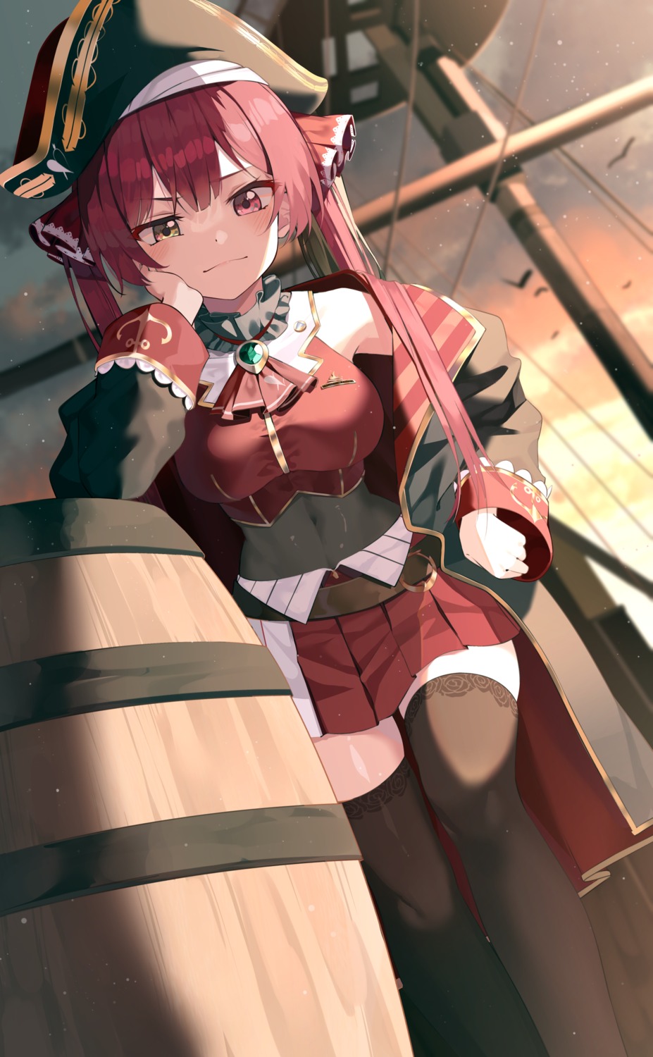 heterochromia hololive houshou_marine kanzi pirate thighhighs