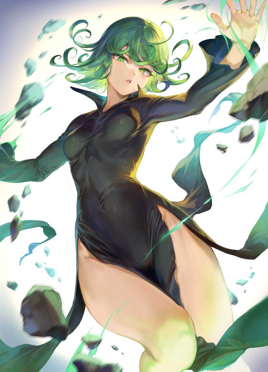 dress mashu_(003) one_punch_man skirt_lift tatsumaki_(one_punch_man)