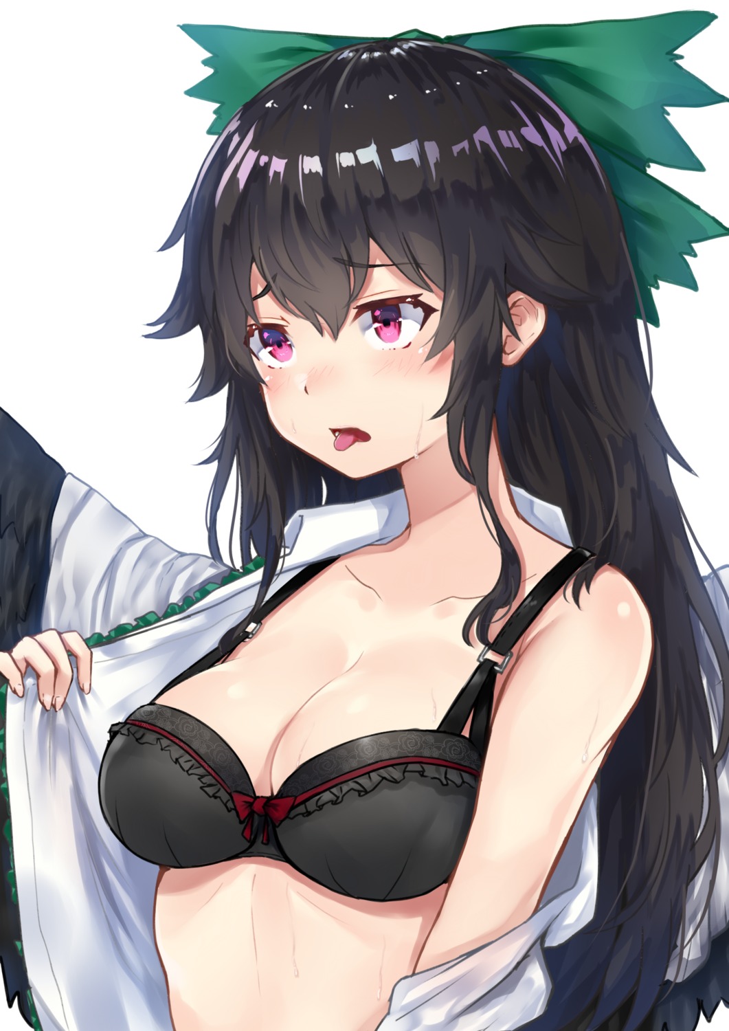 bra cleavage open_shirt reiuji_utsuho touhou undressing wowoguni