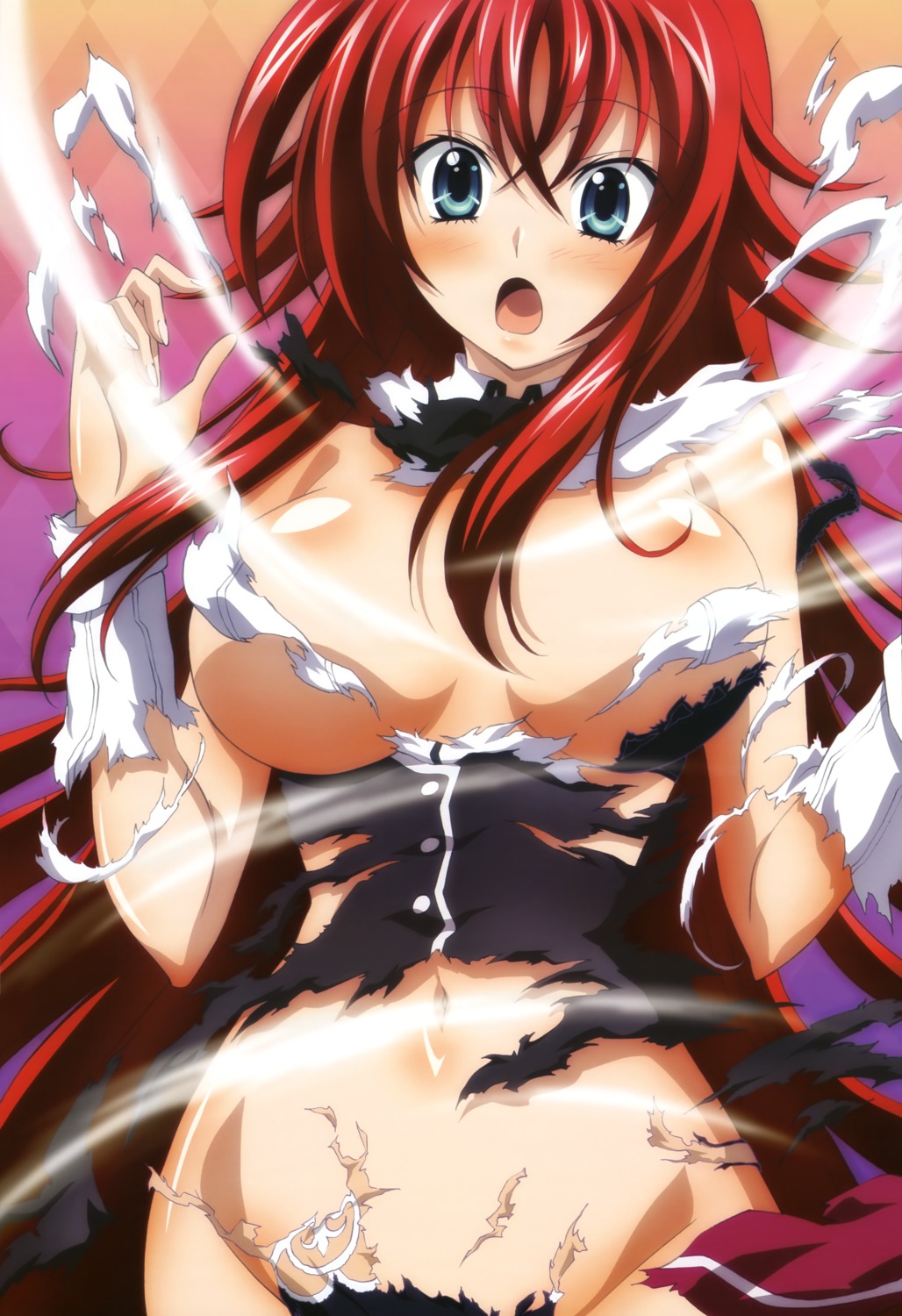 bra highschool_dxd pantsu rias_gremory seifuku teshima_noriko torn_clothes