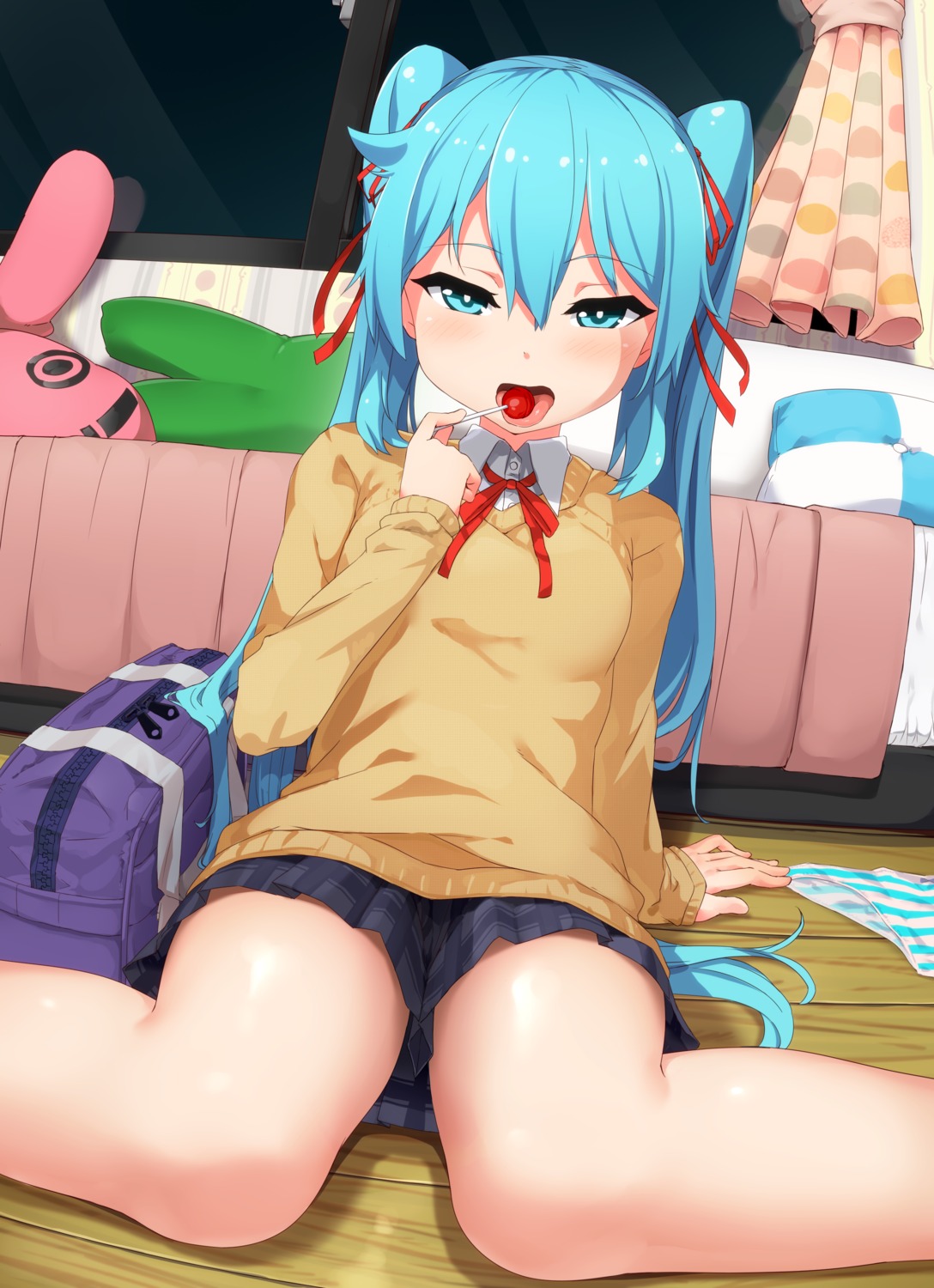 abmayo hatsune_miku pantsu seifuku shimapan sweater vocaloid