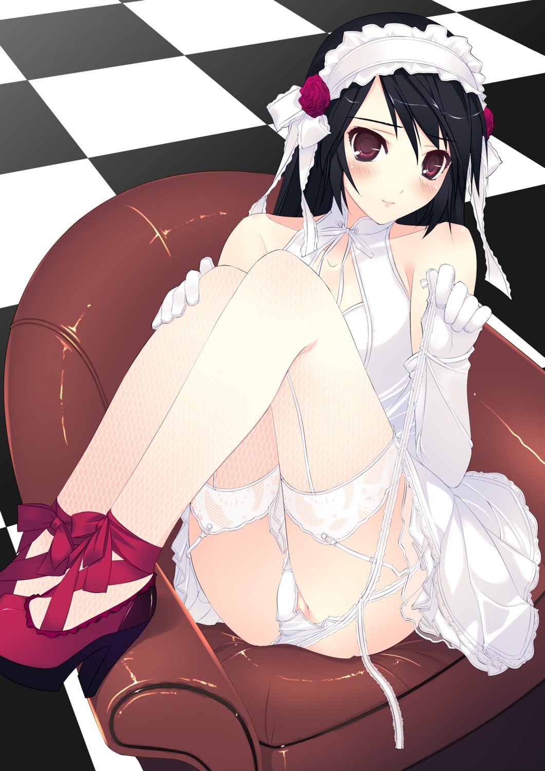 dress fishnets murakami_suigun pantsu stockings string_panties thighhighs undressing