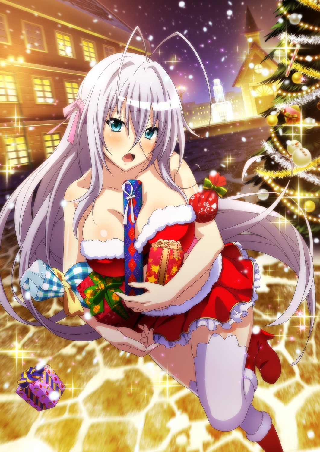 christmas heels highschool_dxd marvelous_entertainment no_bra rossweisse thighhighs