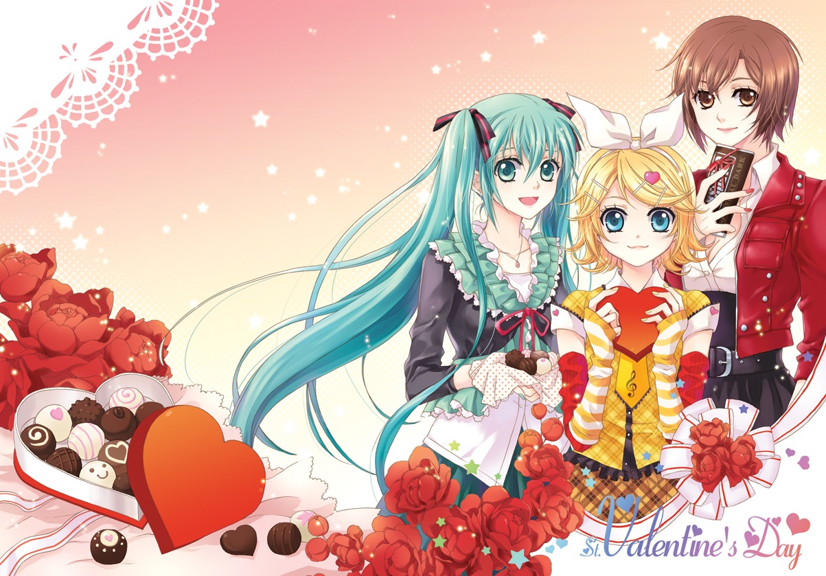 hatsune_miku kagamine_rin m-ca meiko valentine vocaloid