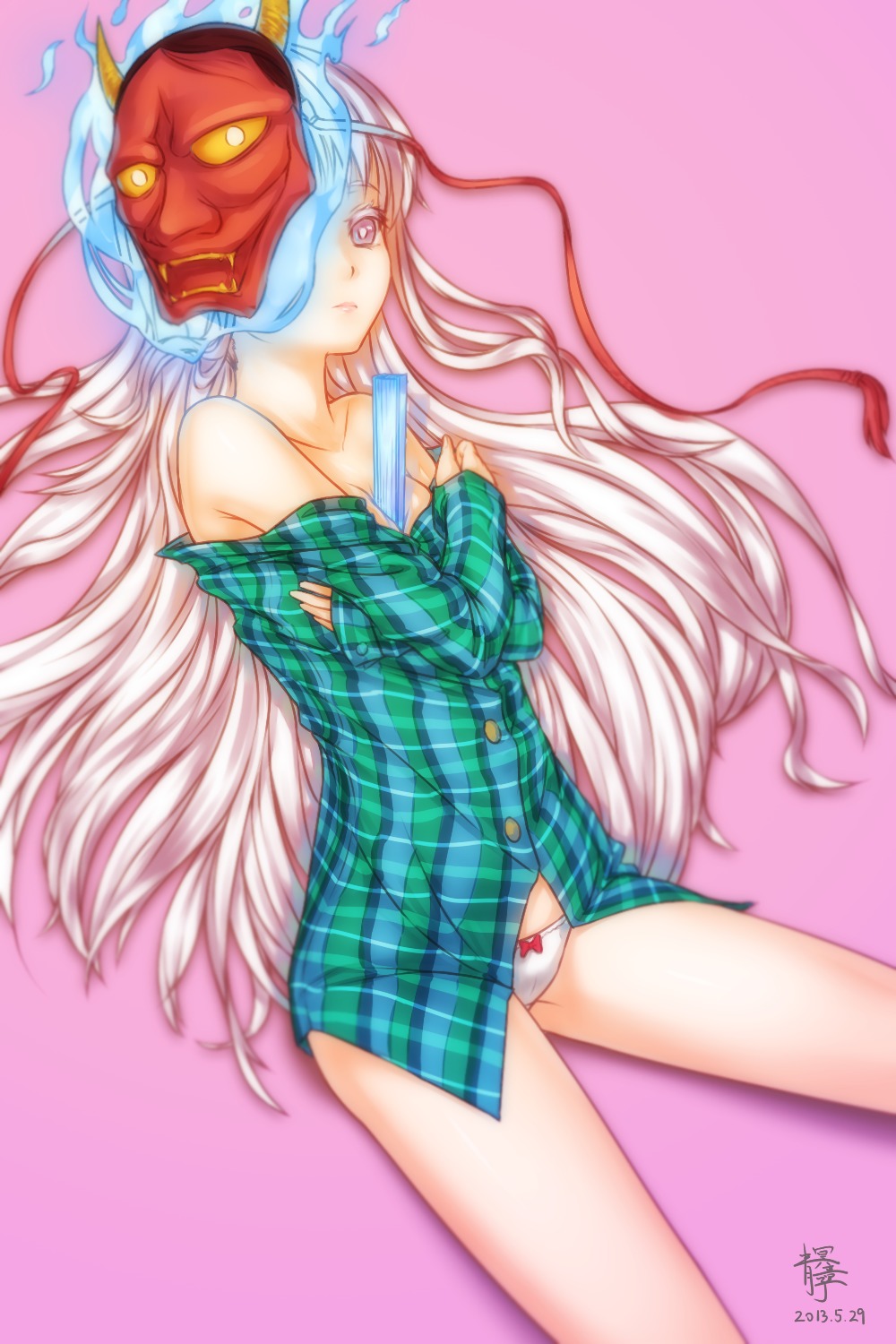 ao_mei_douji cleavage hata_no_kokoro pantsu touhou