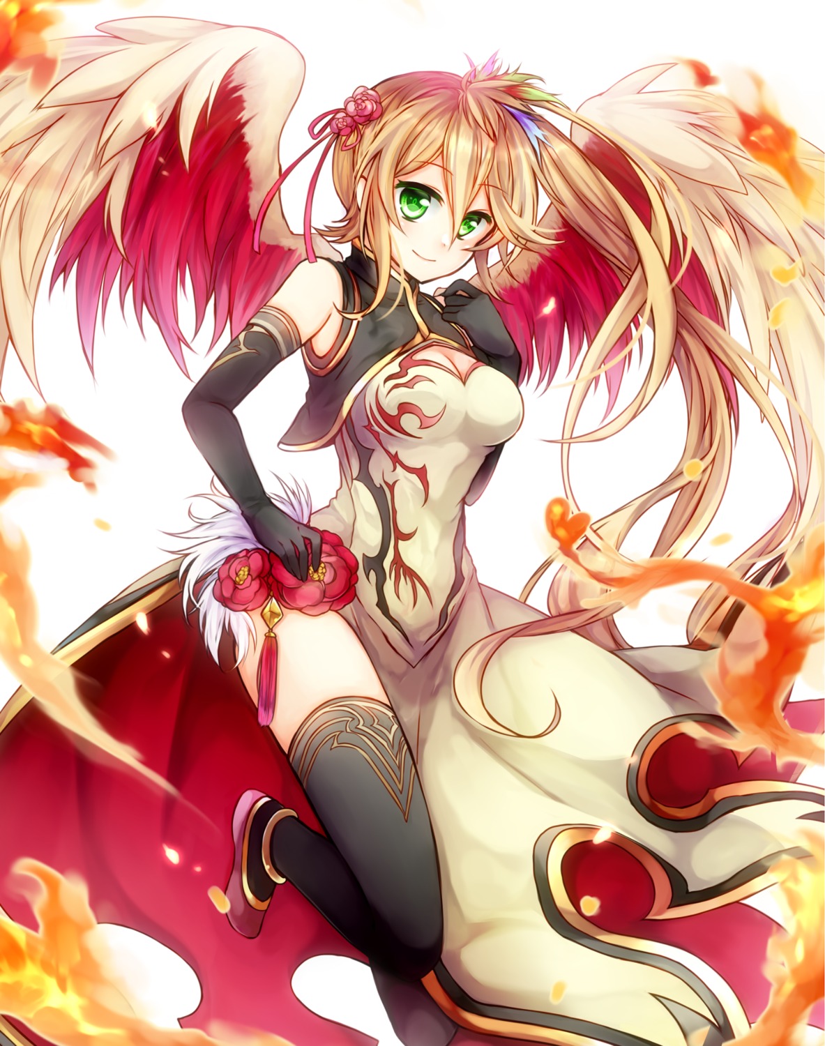 asian_clothes cleavage leilan_(p&d) puzzle_&_dragons thighhighs toba_ww wings