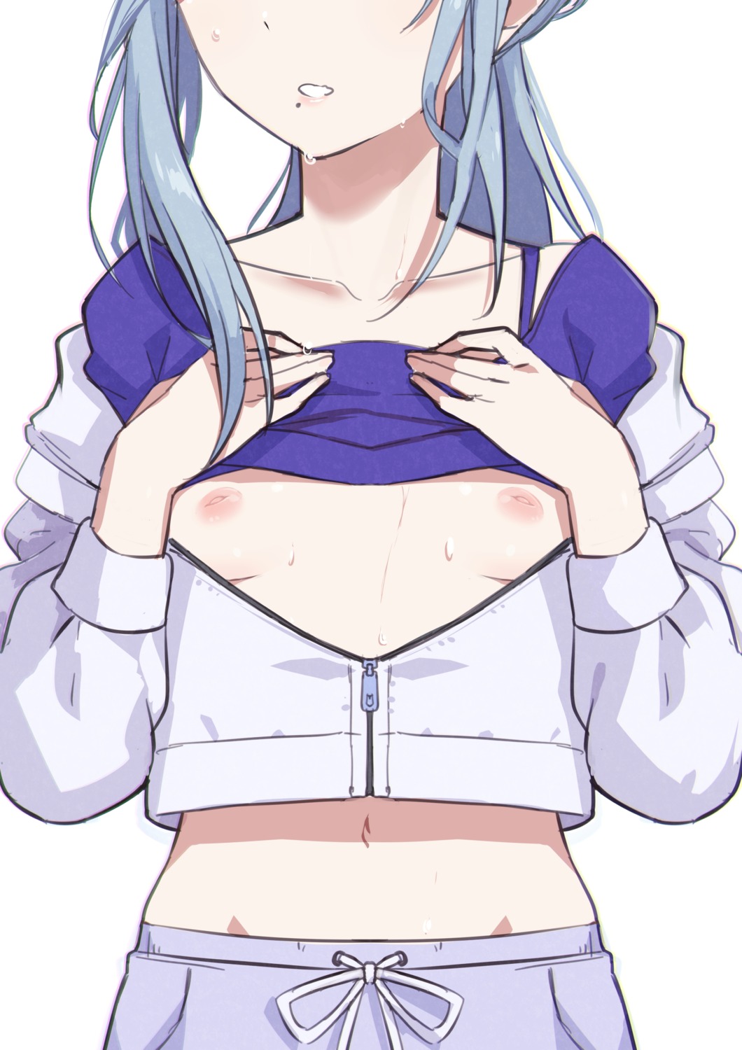 breasts hinomori_shizuku morisobo nipples no_bra project_sekai shirt_lift