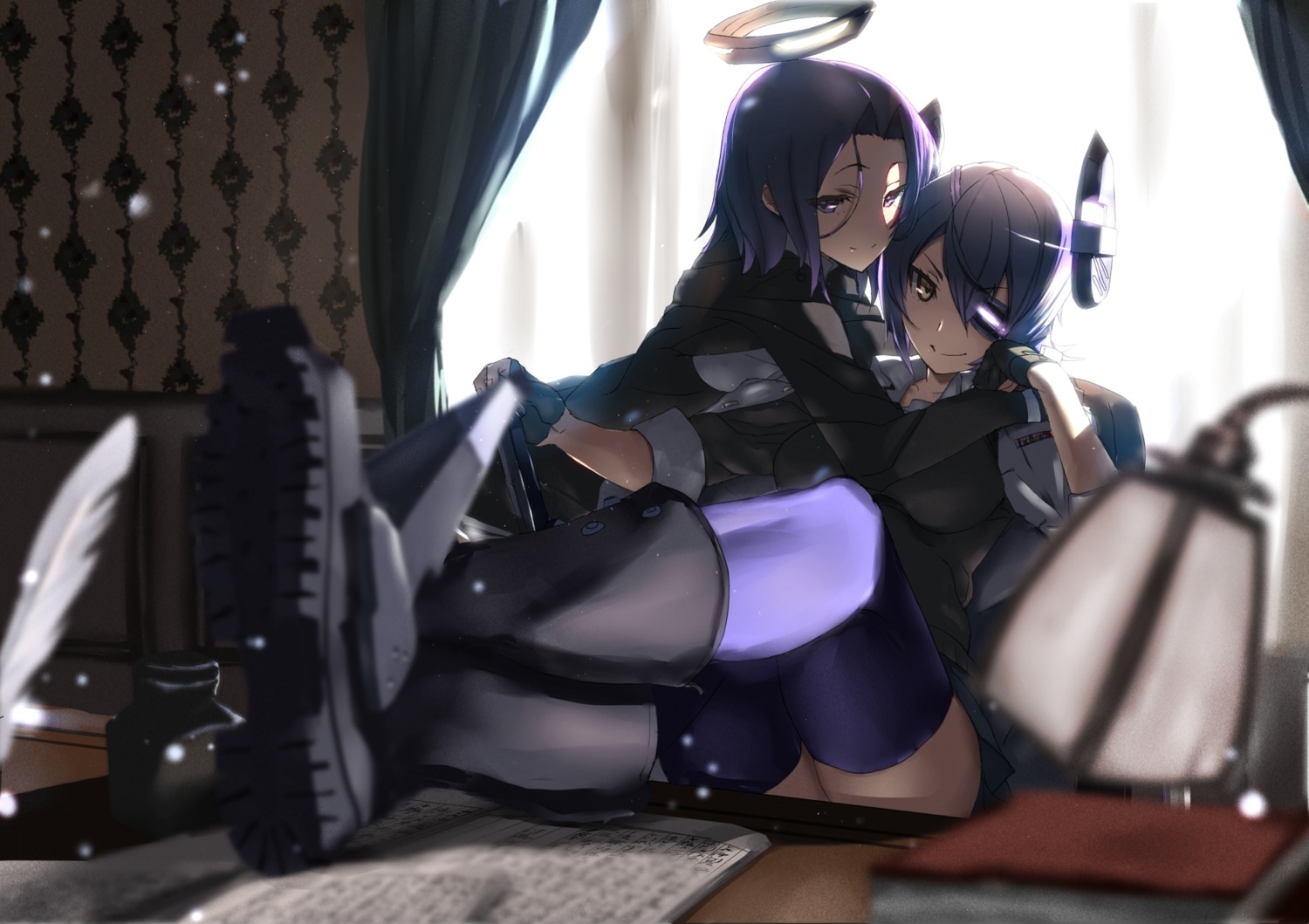 eyepatch kantai_collection tatsuta_(kancolle) tenryuu_(kancolle) thighhighs tsuuhan