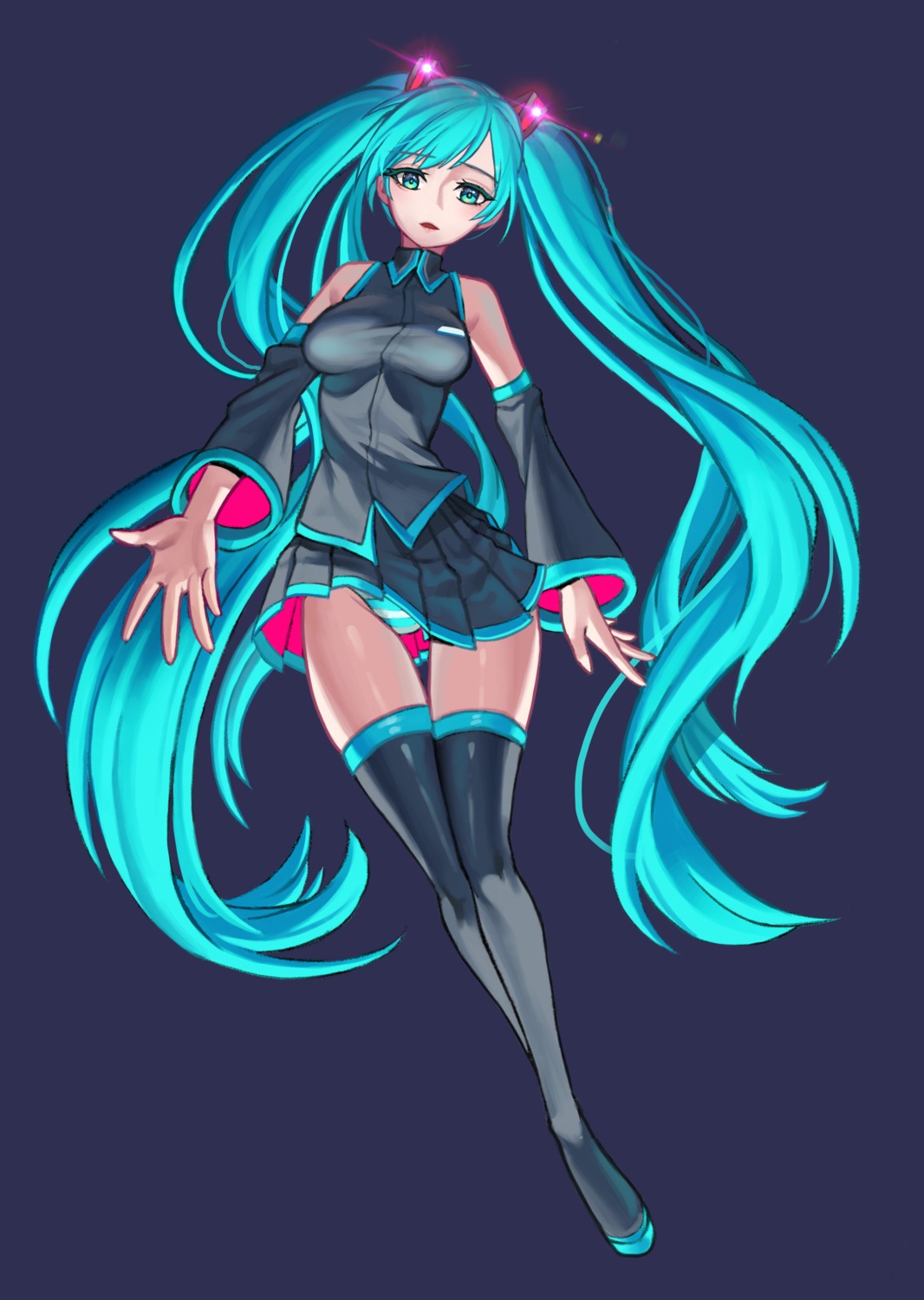 hatsune_miku hyoin pantsu shimapan thighhighs vocaloid