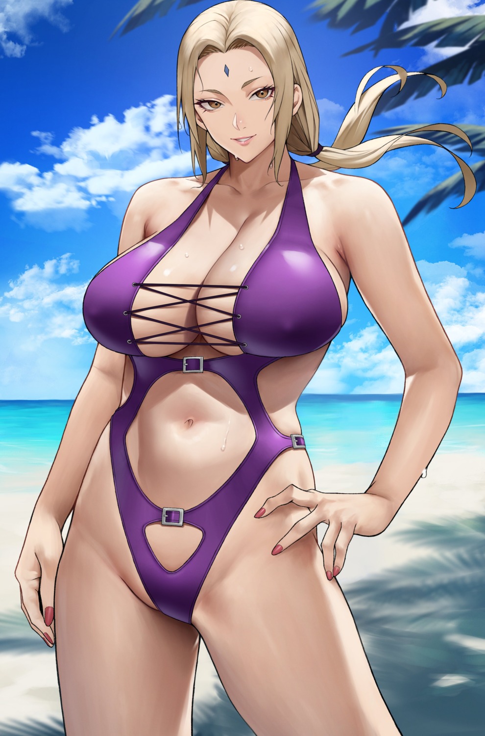 erect_nipples naruto swimsuits tsunade yoshio_(55level)