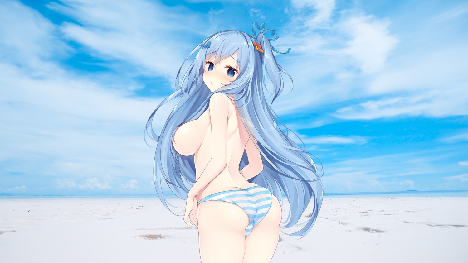 ass emori_miku emori_miku_project miko_92 pantsu shimapan topless wallpaper