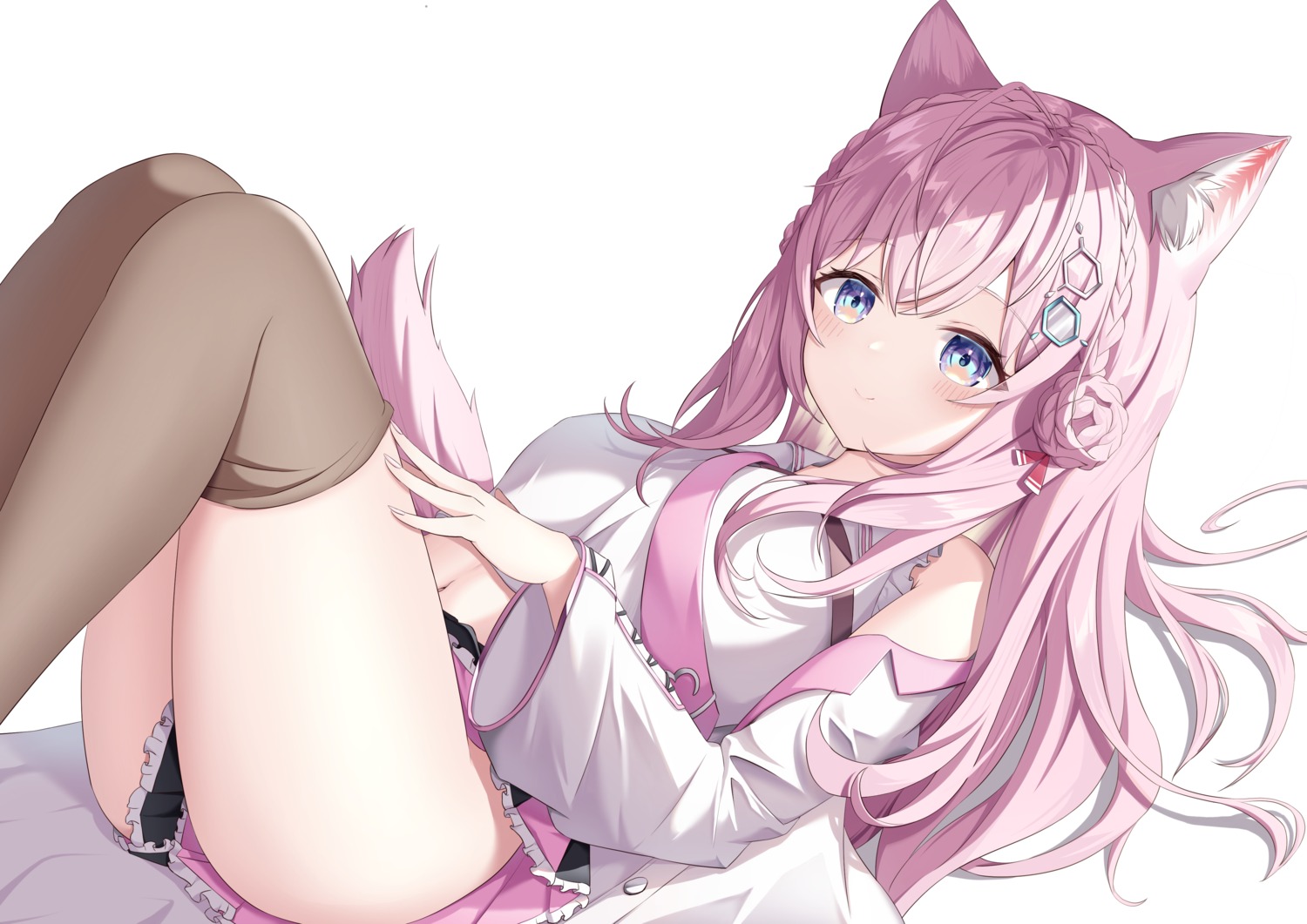 animal_ears hakui_koyori hololive kag_tsukimi tail thighhighs