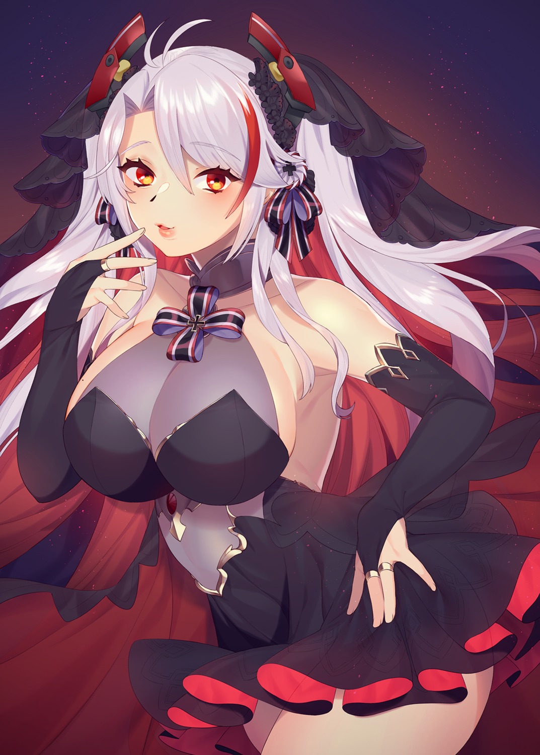 azur_lane cleavage mimiko_(fuji_310) nopan prinz_eugen_(azur_lane) see_through