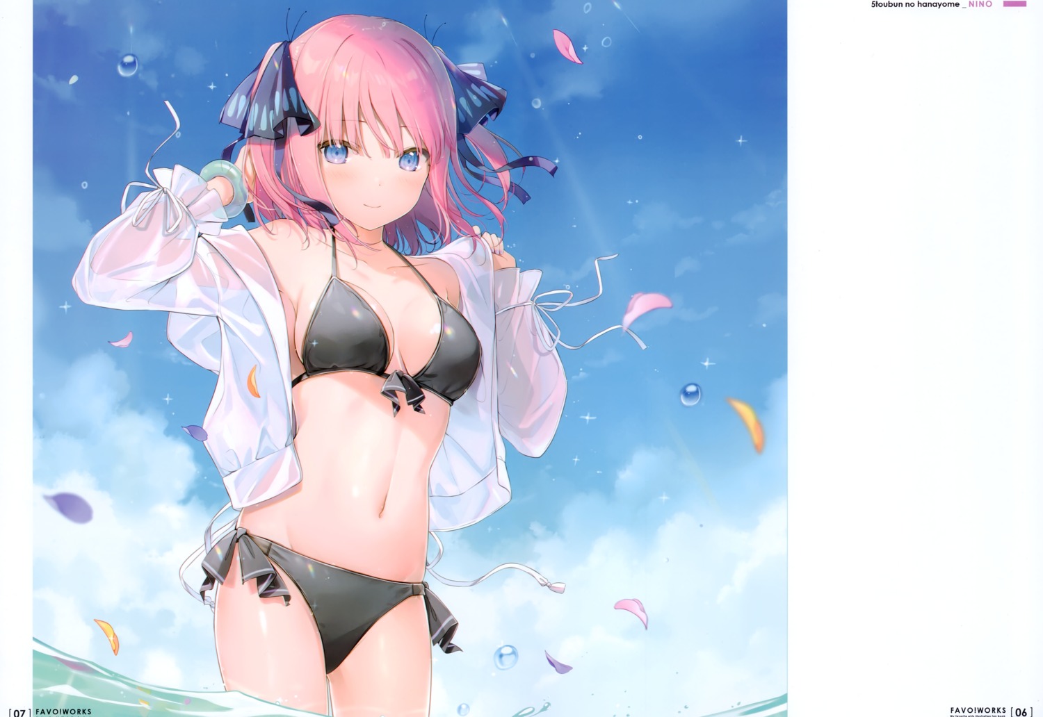 5-toubun_no_hanayome 6u eternal_land nakano_nino open_shirt swimsuits wet wet_clothes