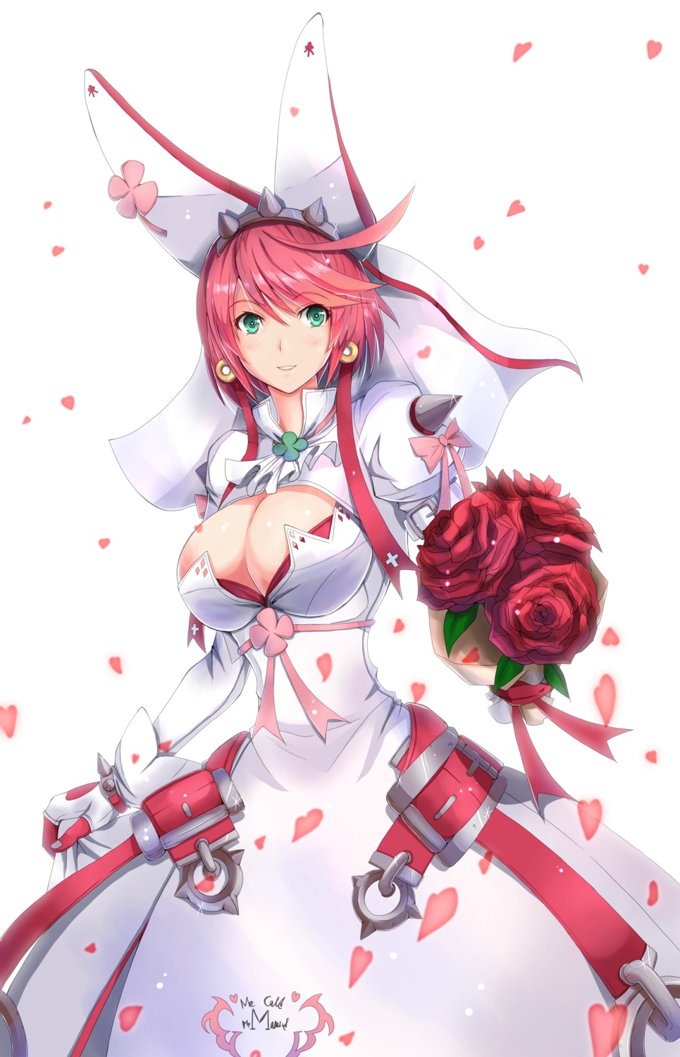 cleavage dress elphelt_valentine guilty_gear guilty_gear_xrd luna_(gunfire) open_shirt