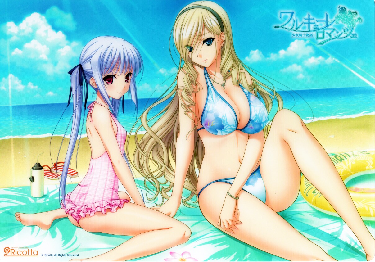 ass bikini celia_cumani_aintree cleavage erect_nipples komori_kei lisa_eostre ricotta swimsuits walkure_romanze