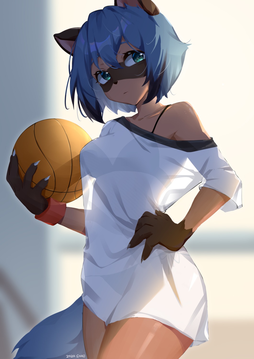 basketball bra brand_new_animal kagemori_michiru monster_girl pantsu see_through shao_(shaorouhong) tail