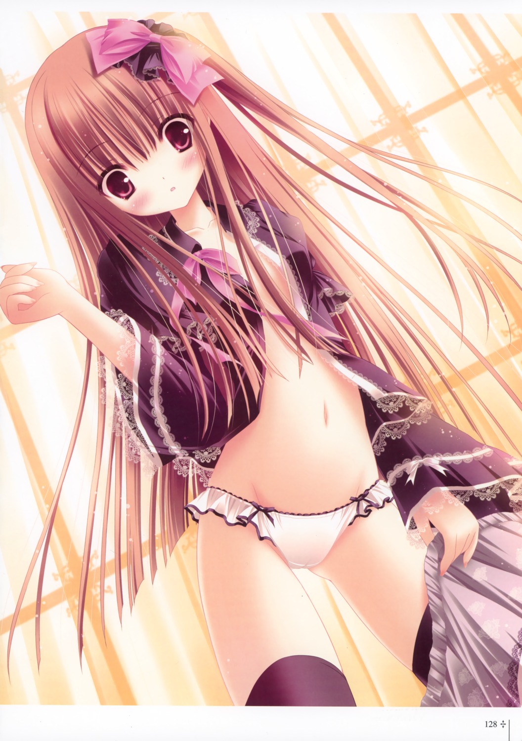 cleavage no_bra nusunde_lilith open_shirt pantsu thighhighs tinkle undressing