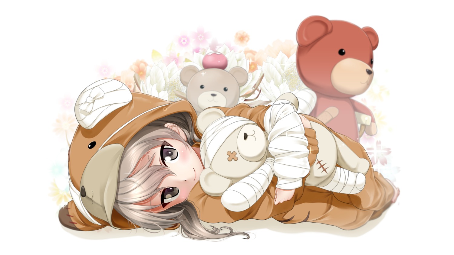 bandages excel_(shena) girls_und_panzer pajama shimada_arisu wallpaper