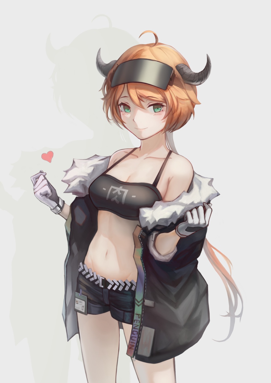 arknights bra cleavage croissant_(arknights) dori_(9720xyz) horns open_shirt