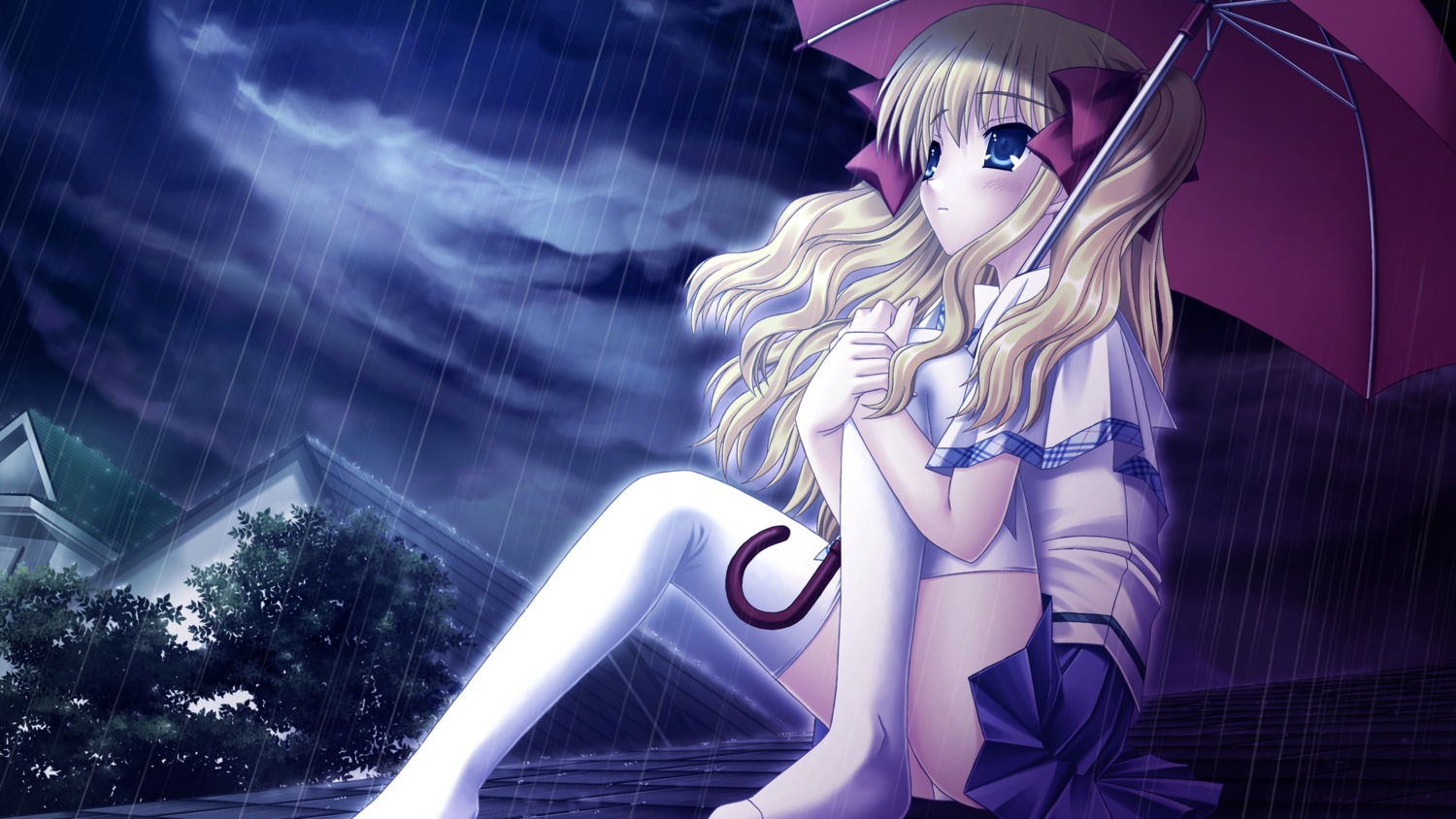 asuka_pyon claire pantsu seifuku sin_kuro_to_kiiro_no_shoujo thighhighs umbrella