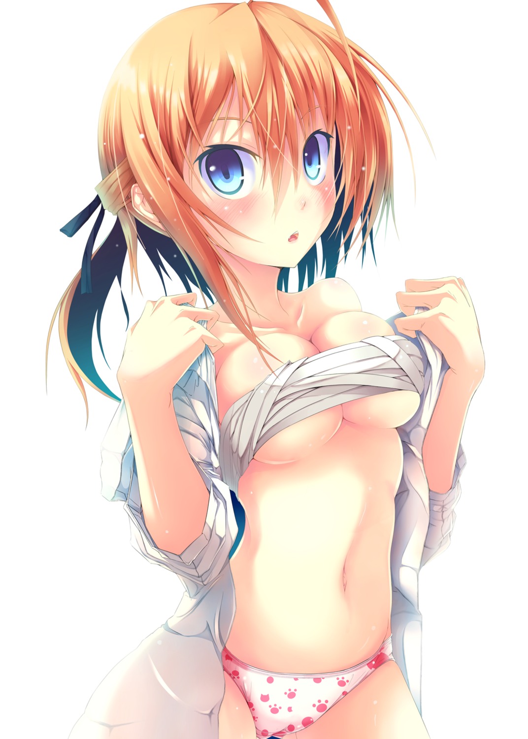 cameltoe cleavage konoe_subaru mayo_chiki! open_shirt pantsu re:n_ne sarashi undressing