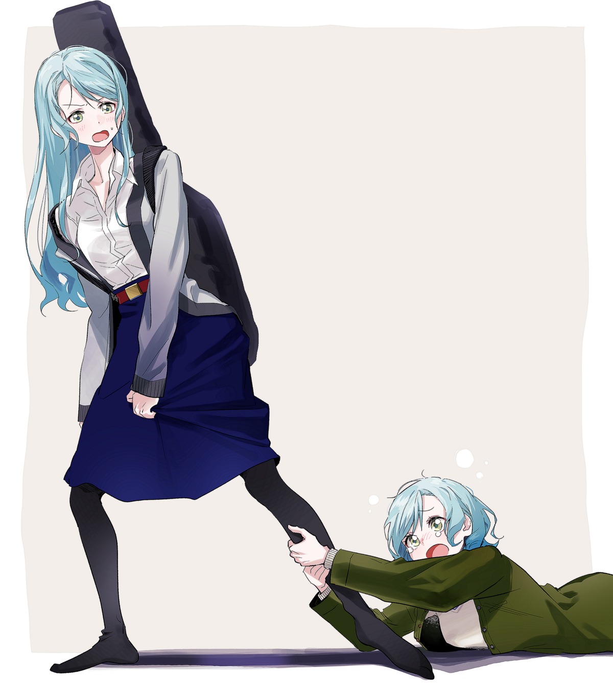 bang_dream! dress_shirt hikawa_hina hikawa_sayo sweater zihacheol