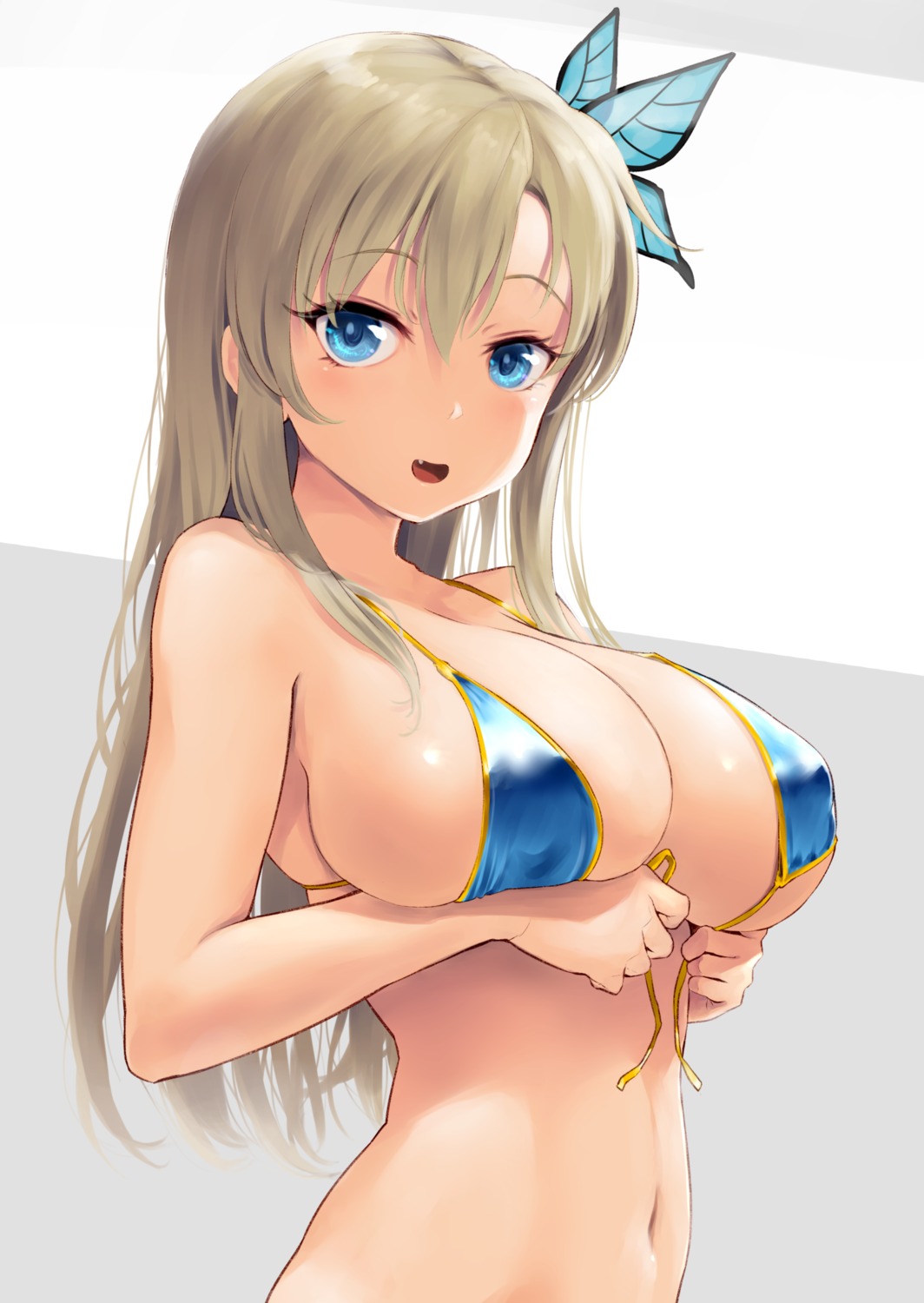 bikini_top boku_wa_tomodachi_ga_sukunai erect_nipples kashiwazaki_sena swimsuits undressing wa_(genryusui)