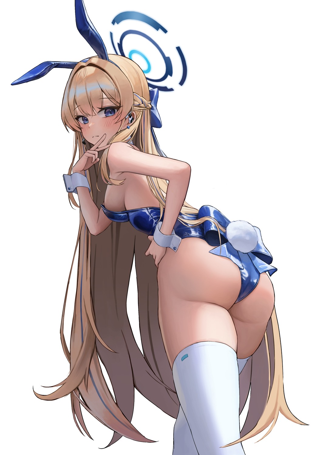 animal_ears ass asuma_toki blue_archive bunny_ears bunny_girl halo no_bra rimya_opo tail thighhighs