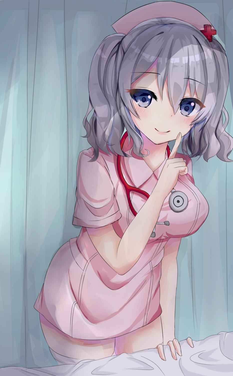 kanadeedanak kantai_collection kashima_(kancolle) nurse thighhighs