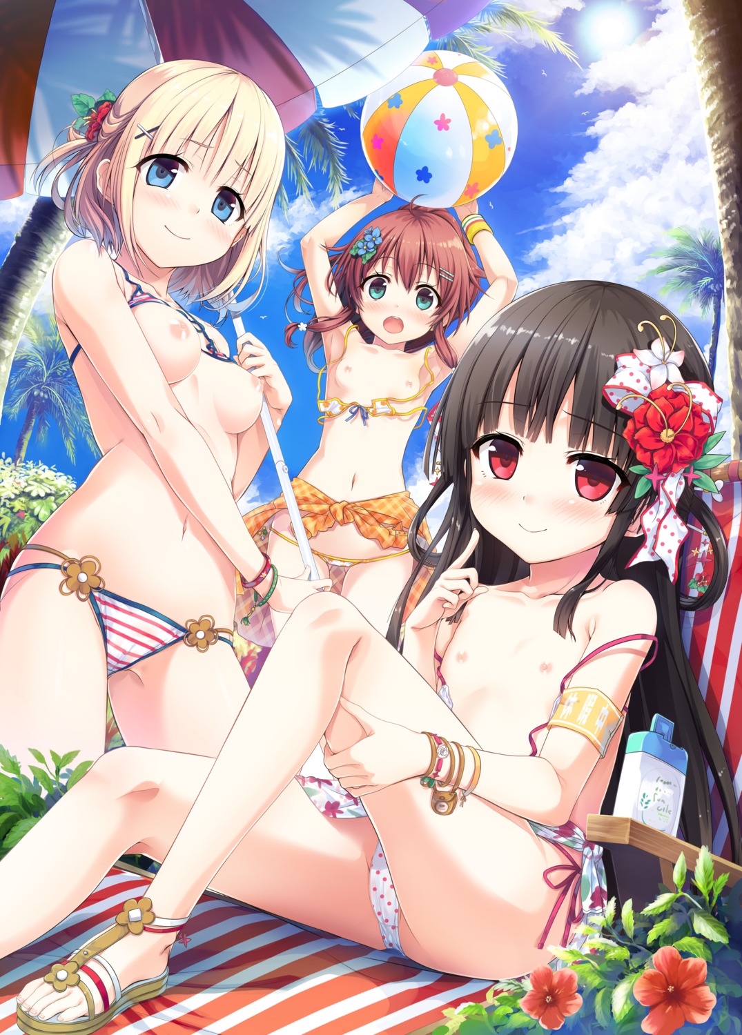 bikini breasts cameltoe cura digital_version hachiroku hinai_paulette loli lose maitetsu migita_hibiki nipples swimsuits