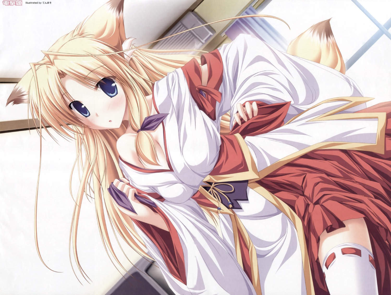 animal_ears inakoi kamishiro_mutsuki kitsune miko tenmaso undressing