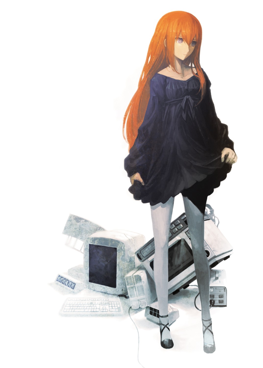 dress huke makise_kurisu pantyhose skirt_lift steins;gate