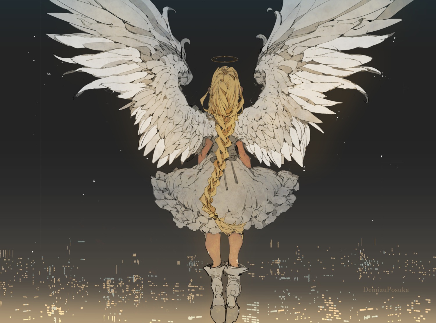 angel dress posuka_demizu sketch wings