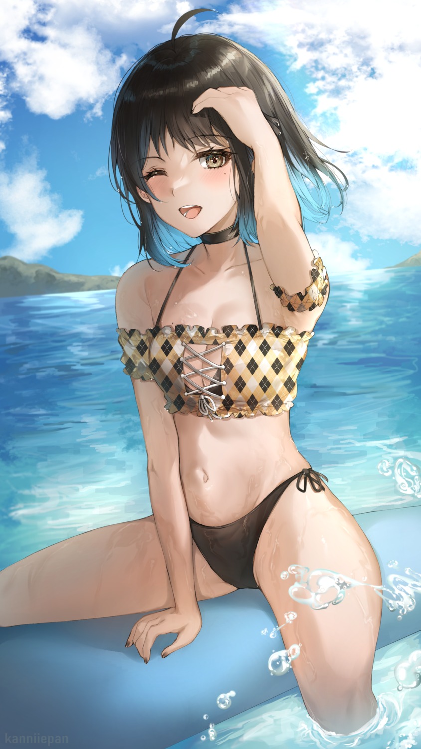 bikini cleavage irene_(kanniiepan) kanniiepan swimsuits wet