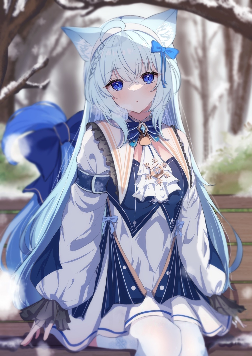 animal_ears azure_(sor_azr) detexted dress indie_virtual_youtuber photoshop rucie_(vtuber) tail thighhighs